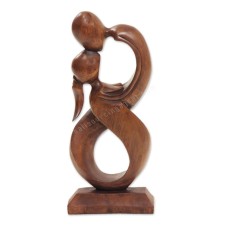 Wooden Brown Abstract Sculpture Kiss Me