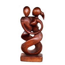Wooden Brown Abstract Dancing Couple Statue