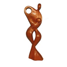 Wooden Brown Abstract Dancing Couple Sculpture