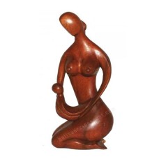 Wooden Brown Abstract Mother And Child