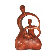 Wooden Brown Abstract Family Sculpture
