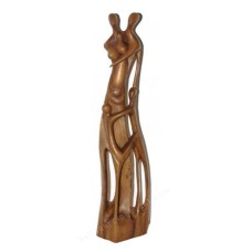 Wooden Brown Abstract Happy Family Sculpture