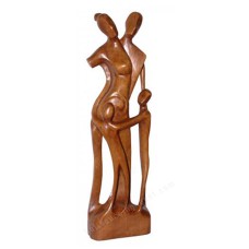 Wooden Brown Abstract Sculpture Happy Family