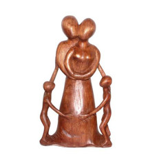 Wood Brown Happy Family Abstract Sculpture