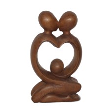 Wooden Dark Brown Abstract Couple Love Sculpture