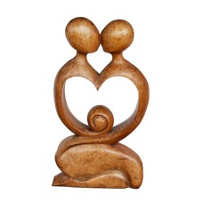 Wooden Brown Abstract Couple Love Sculpture