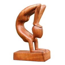 Wooden Abstract Brown Gymnast Sculpture