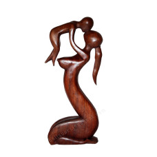 Wood Abstract Sculpture Mother And Child