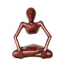 Wood Brown Abstract Sitting Yoga Figurine