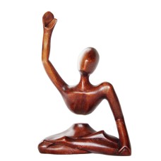 Wooden Brown Abstract Yogi Man Hand Up