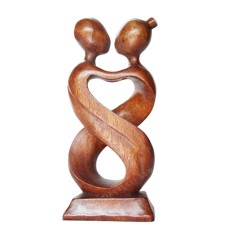 Wooden Brown Abstract Sculpture Heart To Heart