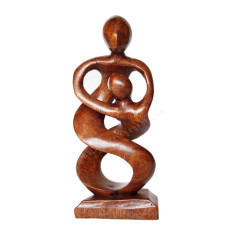 Wood Abstract Statue Brown Dancing Couple