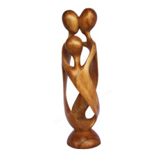 Wooden Natural Brown Abstract Family Statue