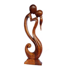Wooden Brown Everlasting Kissing Sculpture