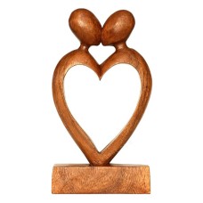 Wooden Abstract Romantic Heart Kissing