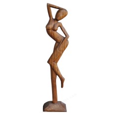 Wooden Abstract Naked Woman On Stand