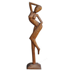 Wood Abstract Naked Woman On Stand