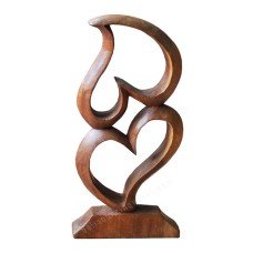 Wooden Abstract Double Heart Sculpture