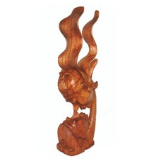 Wooden Brown Abstract Kissing Figurine Statue