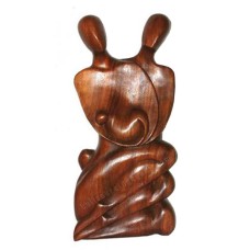 Wooden Brown Abstract Family Figurine Statue