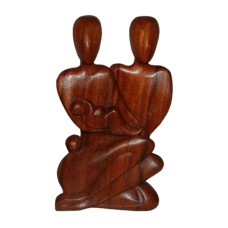 Wooden Brown Abstract Statue Happy Family