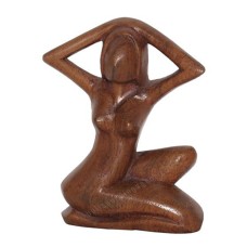Wooden Dark Brown Abstract Sitting Nude