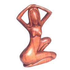 Wooden Brown Abstract Sitting Nude Statue