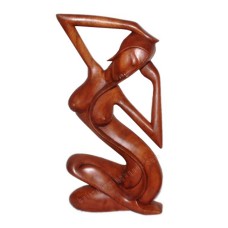 Wooden Brown Nude Abstract Sculpture