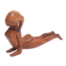 Wooden Abstract Statue Yogi Cobra Position