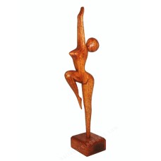Wooden Brown Ballerina Hands Up Sculpture
