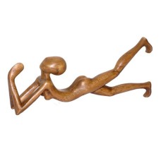 Wooden Carved Brown Yogi Woman Sculpture