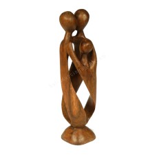 Wooden Carved Brown Abstract Family Sculpture