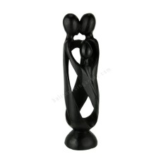 Wooden Carved Black Abstract Family Sculpture