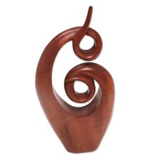 Wooden Abstract Sculpture Twirling Together
