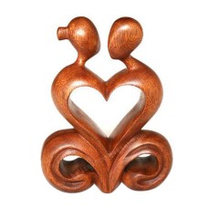 Wooden Abstract Heart Shared Couple Sculpture
