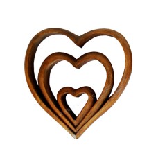 Wooden Brown Heart Set Abstract Sculpture