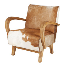 Teak Cowhide Relax Accent Chair