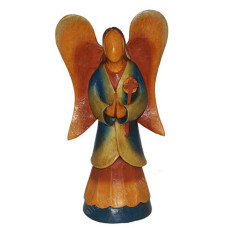 Wood Colored Angel Sculpture 30 cm