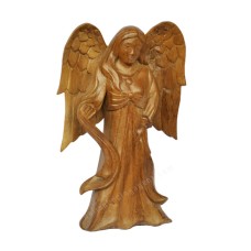 Wooden Brown Angel Sculpture 30 cm