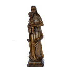 Wooden Brown Virgin Mary Sculpture 35 cm