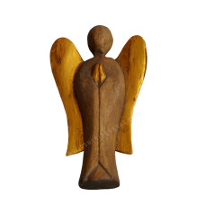 Wood Brown Gold Angel Sculpture 25 cm