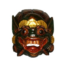 Wooden Black Gold Balinese Barong Mask 35 cm