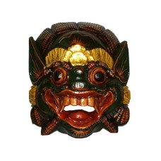 Wood Black Gold Barong Mask 35 cm