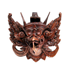 Wood Dark Brown Barong Mask 25 cm