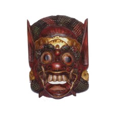Wooden Red Gold Balinese Barong Mask 30 cm