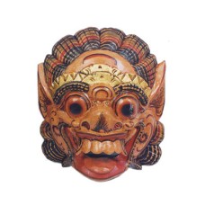 Wooden Brown Black Gold Balinese Barong Mask 25 cm
