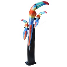 Wooden Red Blue Toucan Family On Stand 100 cm