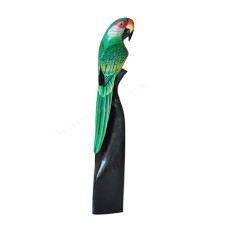 Wooden Green Parrot On Stand 80 cm