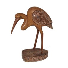 Wooden Brown Flamingo On Stand 35 cm