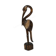 Wooden Antique Brown Flamingo On Stand 60 cm